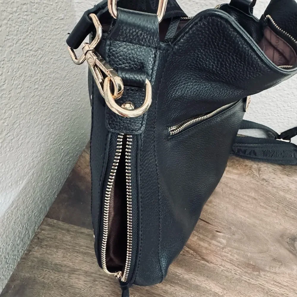 Montana West Concealed Carry Black Gold Studded Crossbody Purse Bag
